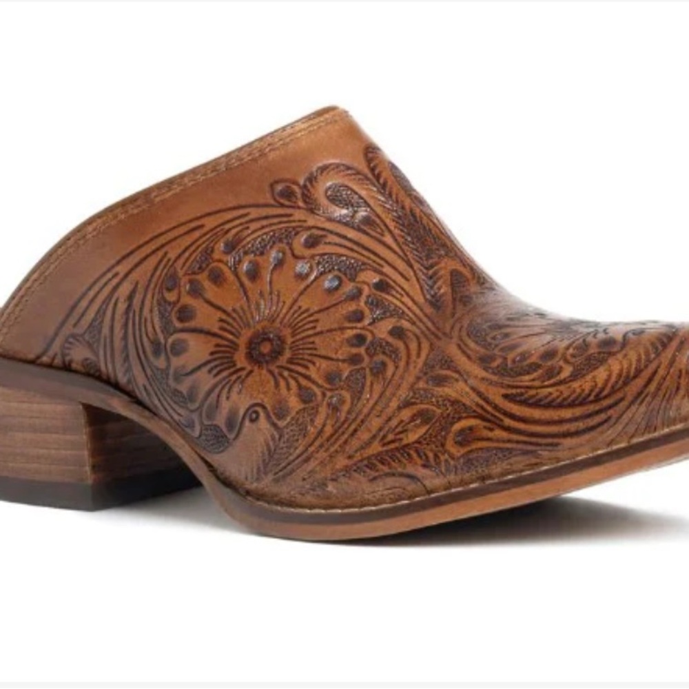 Myra Bag Tan Floral Embossed Mules - Picture 5 of 5